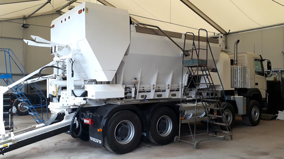 Volumetric Ready Mix Concrete Truck in the building stage 365 CONCRETE